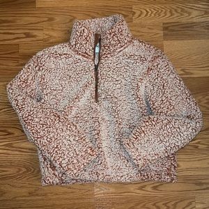 Half Zip Cropped Sherpa Sweater